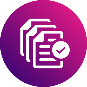 duplicate work illustration in pink-purple gradient circle icon