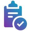 Icon of a multi-story building in gradient shades of blue and purple, symbolising urban architecture or real estate.